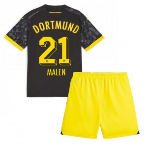Maillot de foot Borussia Dortmund Donyell Malen #21 Extérieur enfant 2023-24 Manches Courte (+ pantalon court)
